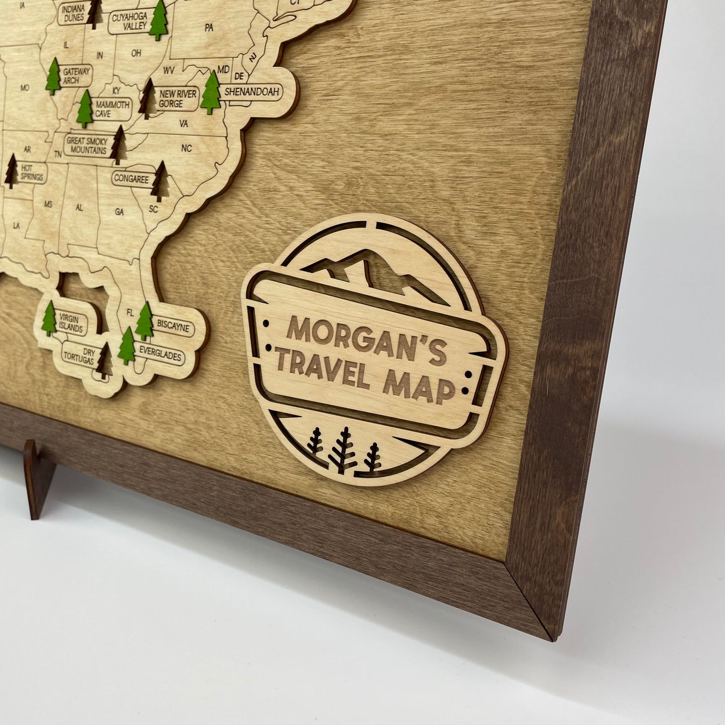 US Wood National Parks Travel Map (Golden oak) - MyWanderMap