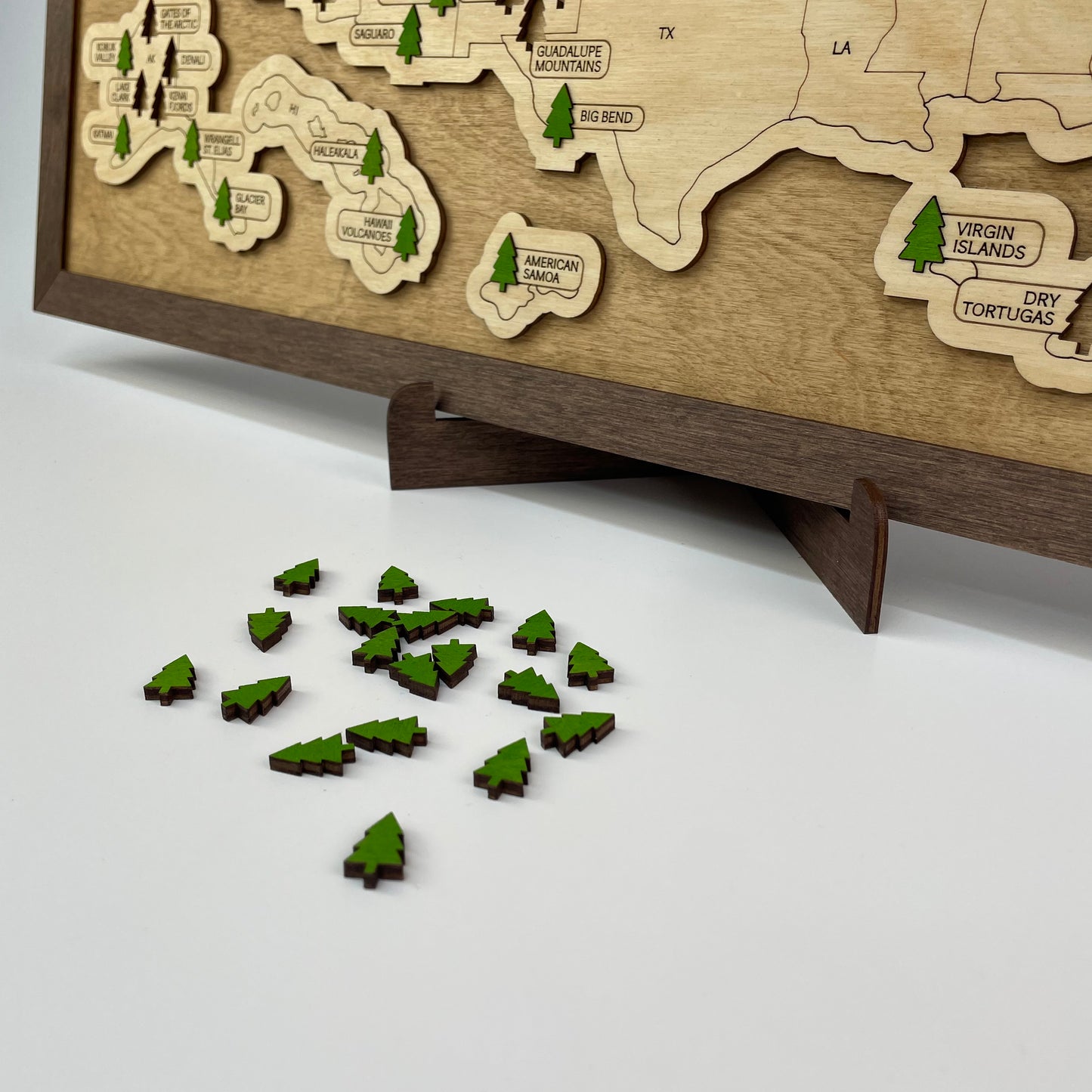 US Wood National Parks Travel Map (Golden oak) - MyWanderMap