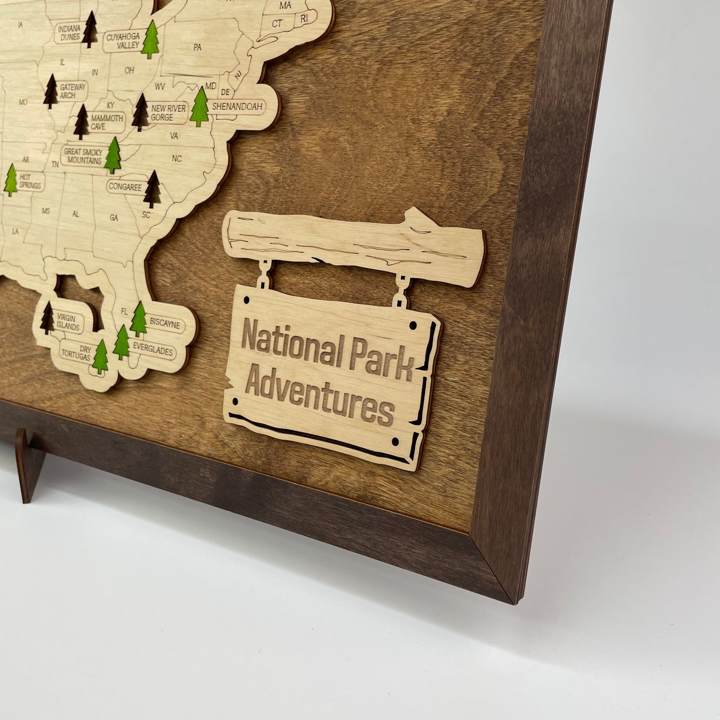 US Wood National Parks Travel Map (Palisander) - MyWanderMap