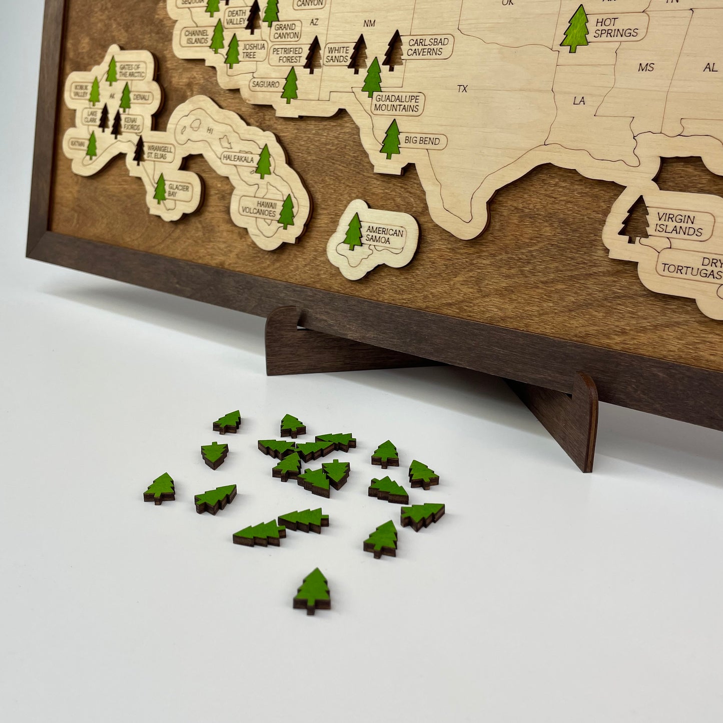 US Wood National Parks Travel Map (Palisander) - MyWanderMap