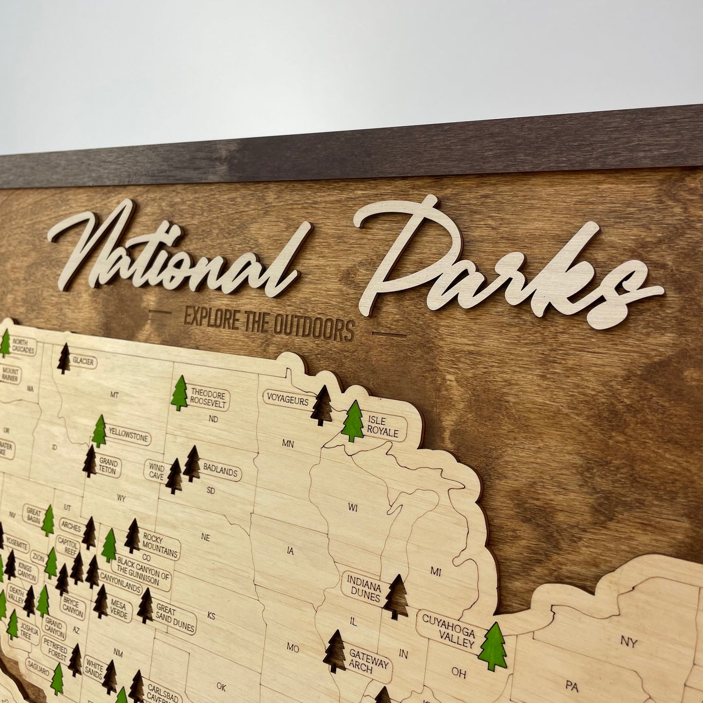US Wood National Parks Travel Map (Palisander) - MyWanderMap