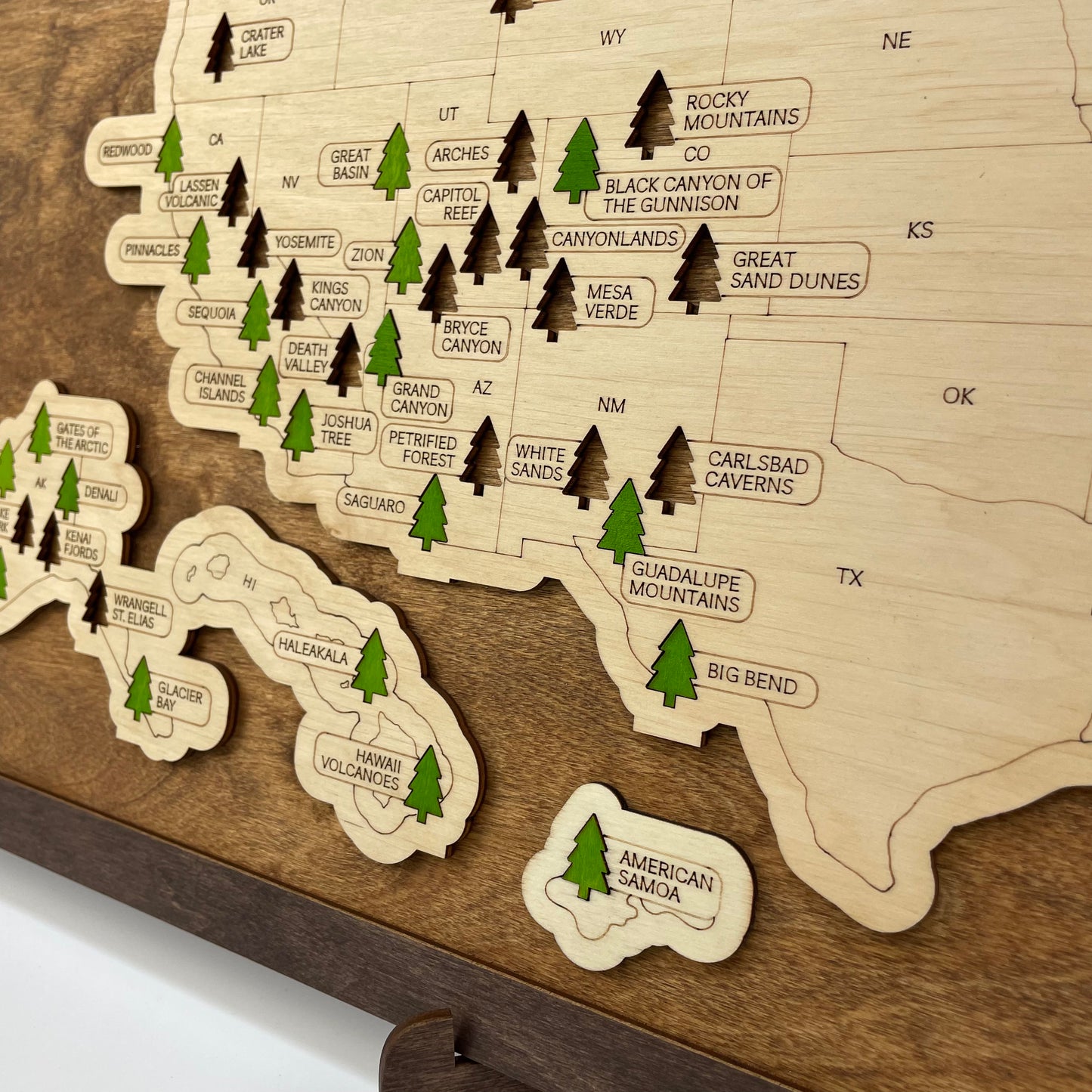 US Wood National Parks Travel Map (Palisander) - MyWanderMap