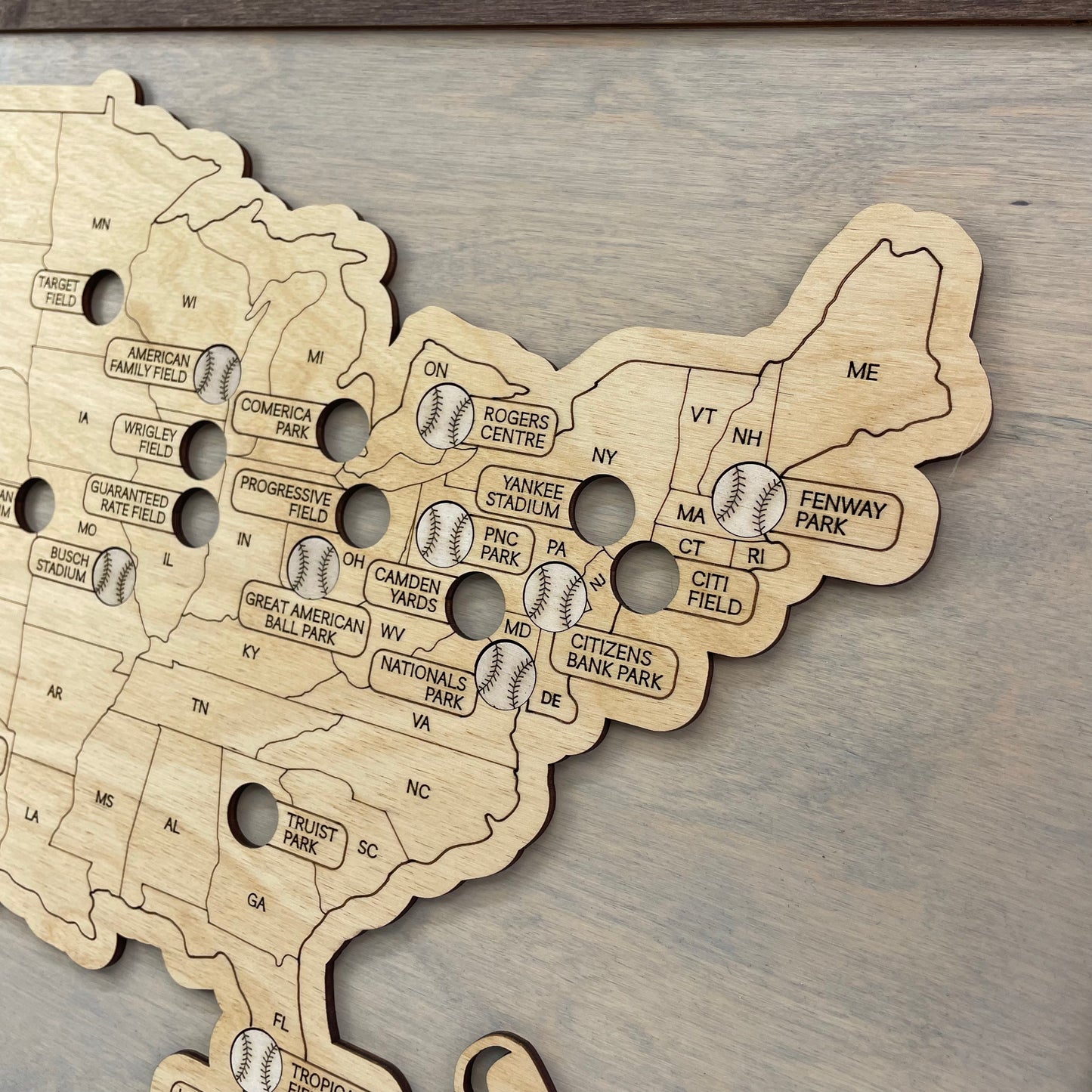 Baseball Stadium Map (Light grey) - MyWanderMap