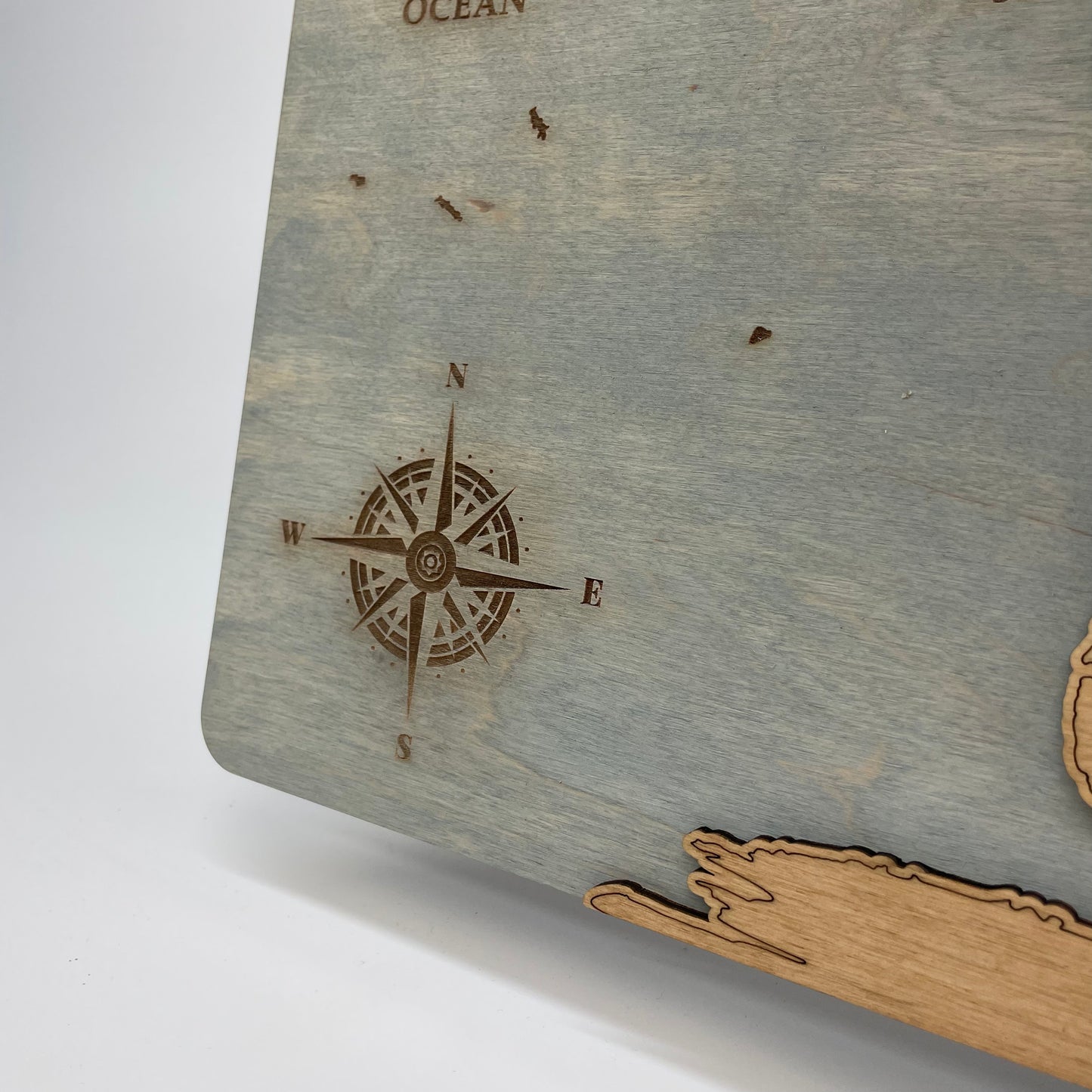 Wood World Travel Map – Bleached Blue Wooden Wall Art - MyWanderMap