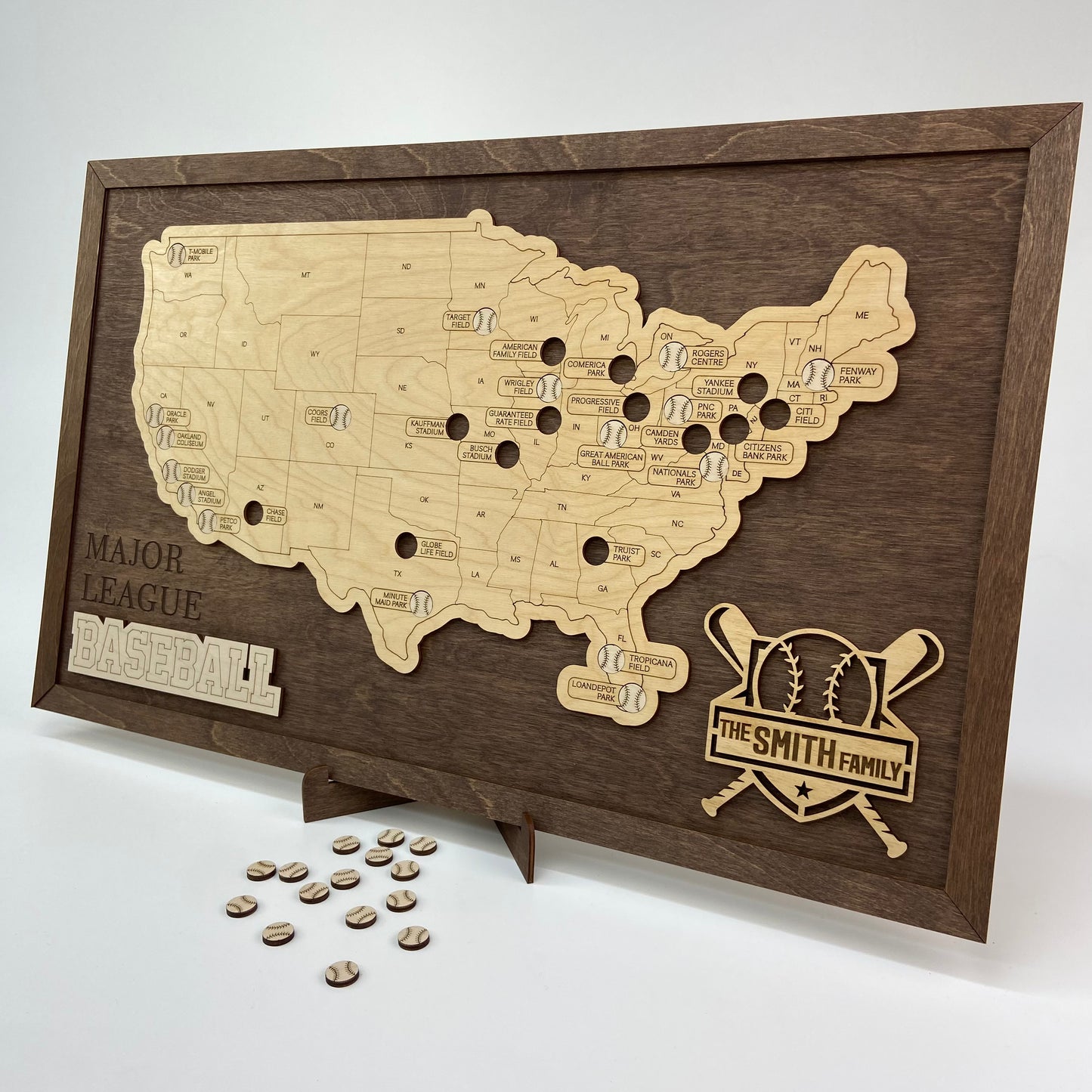 Baseball Stadium Map (Coffee) - MyWanderMap