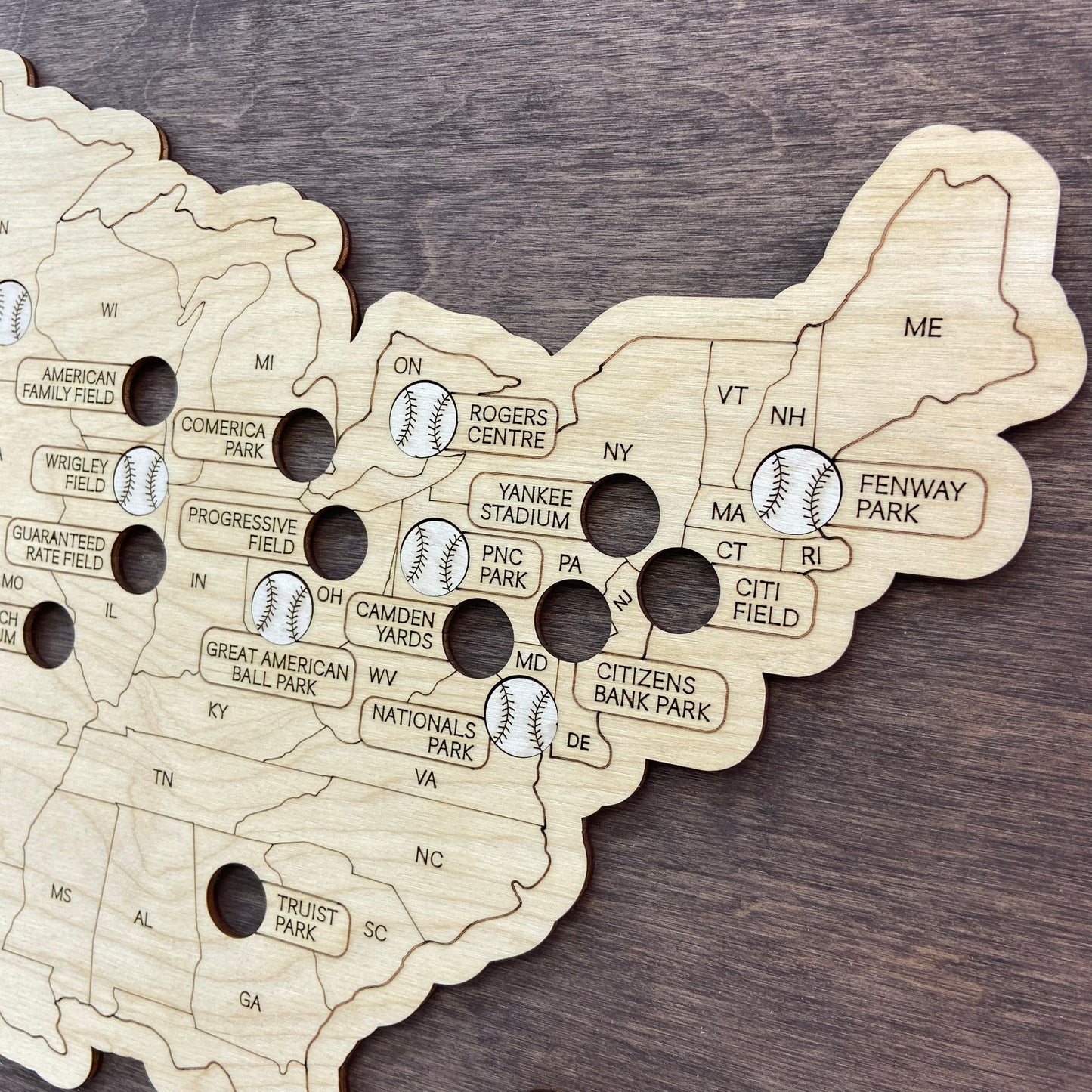 Baseball Stadium Map (Coffee) - MyWanderMap