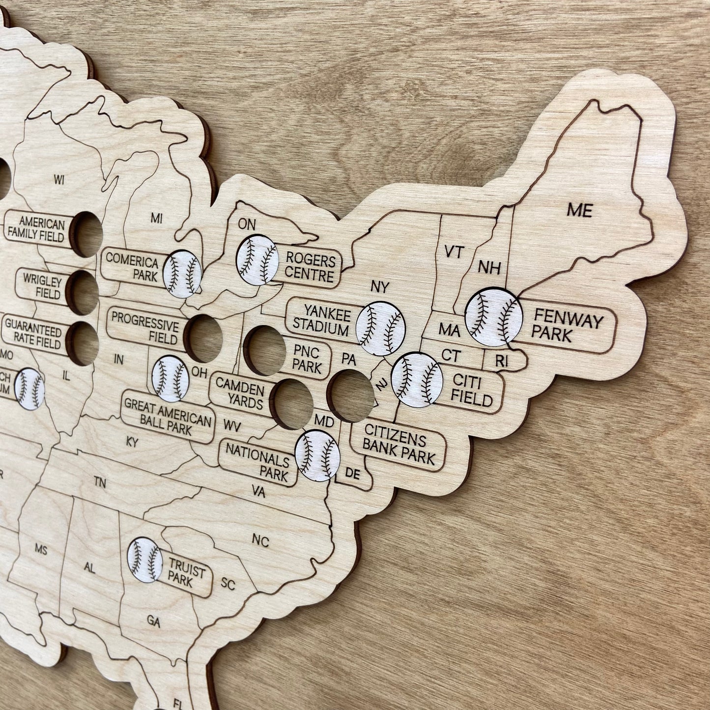 Baseball Stadium Map (Golden oak) - MyWanderMap