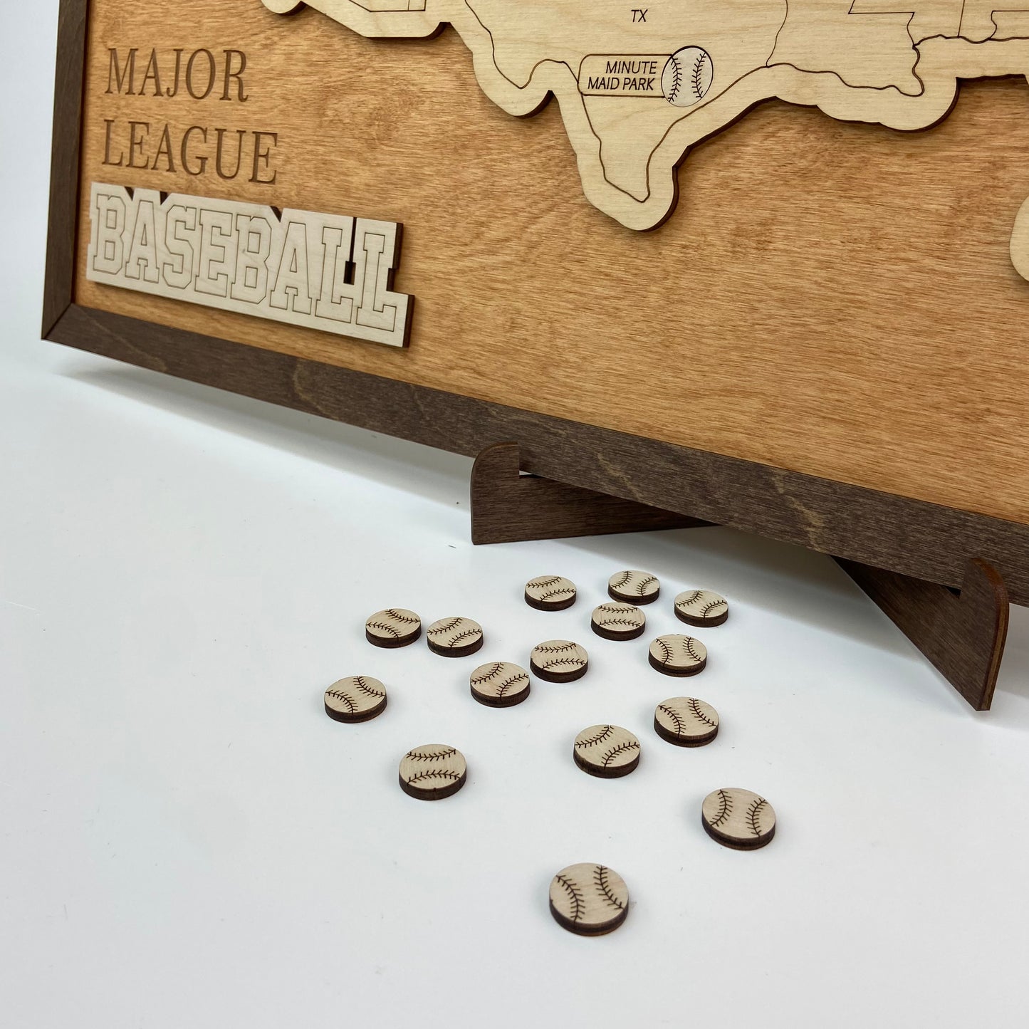 Baseball Stadium Map (Light walnut) - MyWanderMap