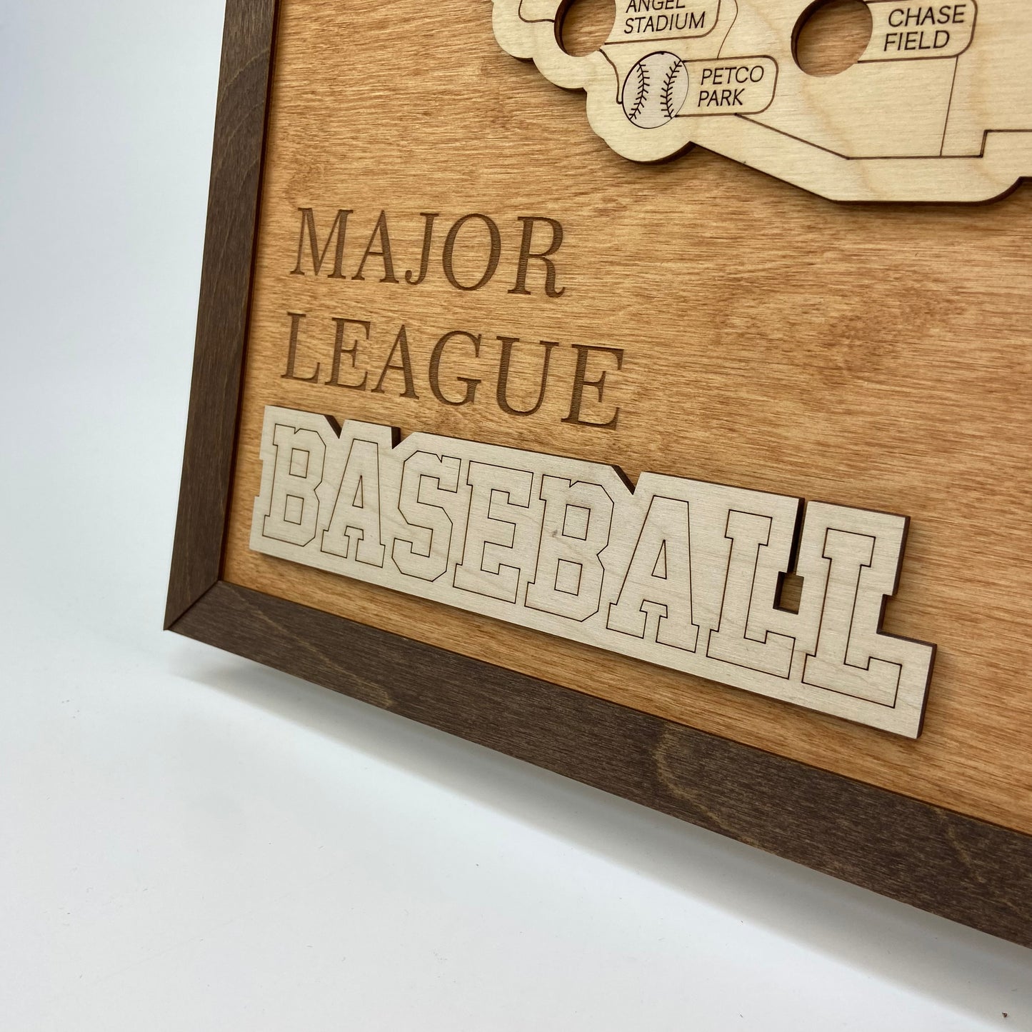 Baseball Stadium Map (Light walnut) - MyWanderMap