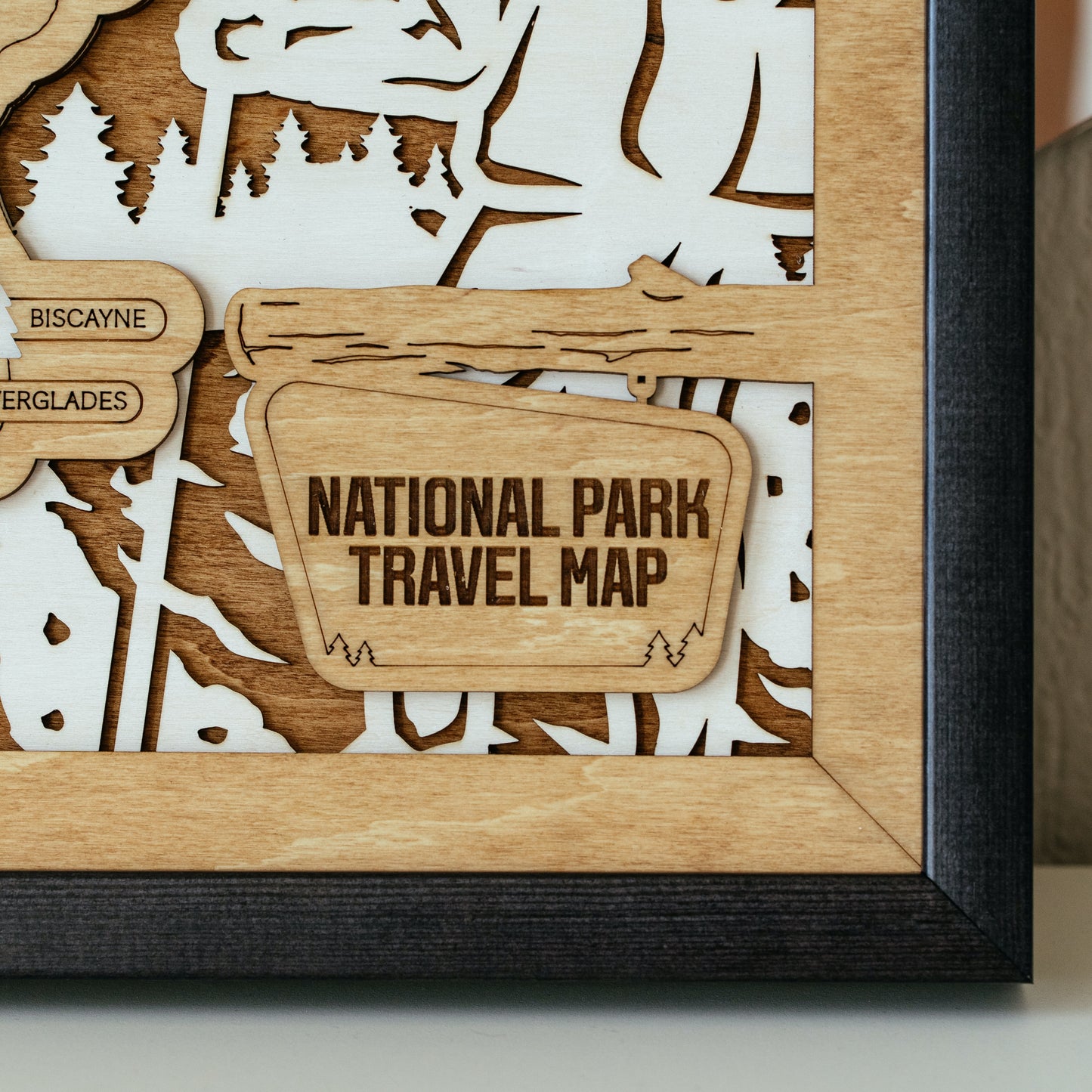 US 3D Wooden National Parks Travel Map With Trees To Record Park Visits (Hiking)