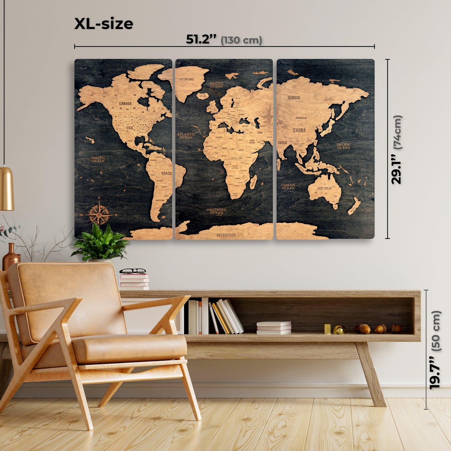 Wood World Travel Map – Bleached Blue Wooden Wall Art - MyWanderMap