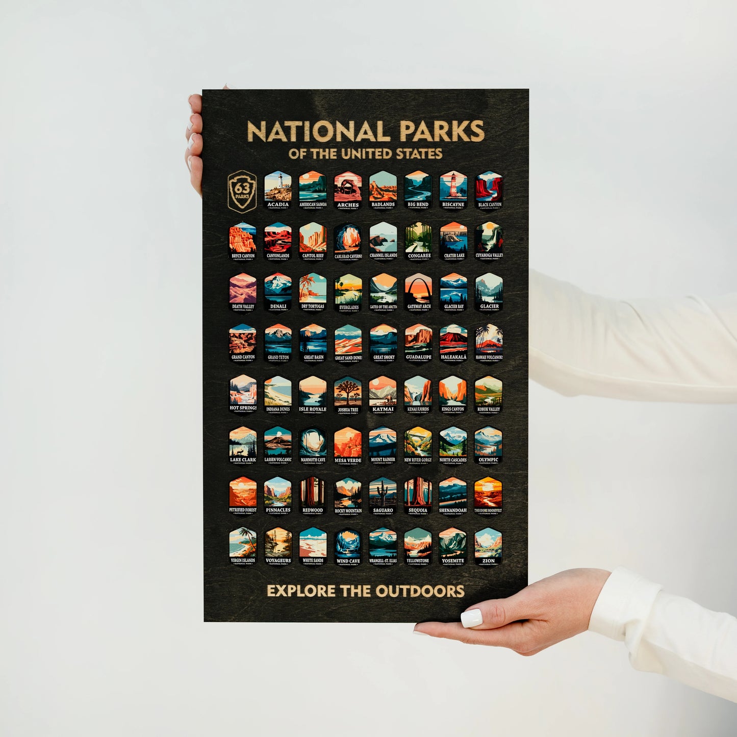 National Parks Tracker Board with Illustrated Tokens – Black