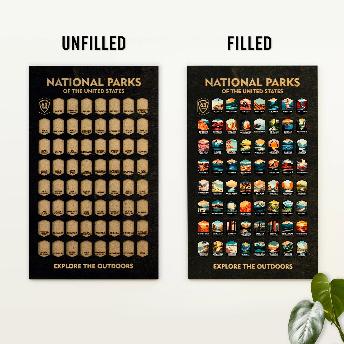 National Parks Tracker Board with Illustrated Tokens – Black