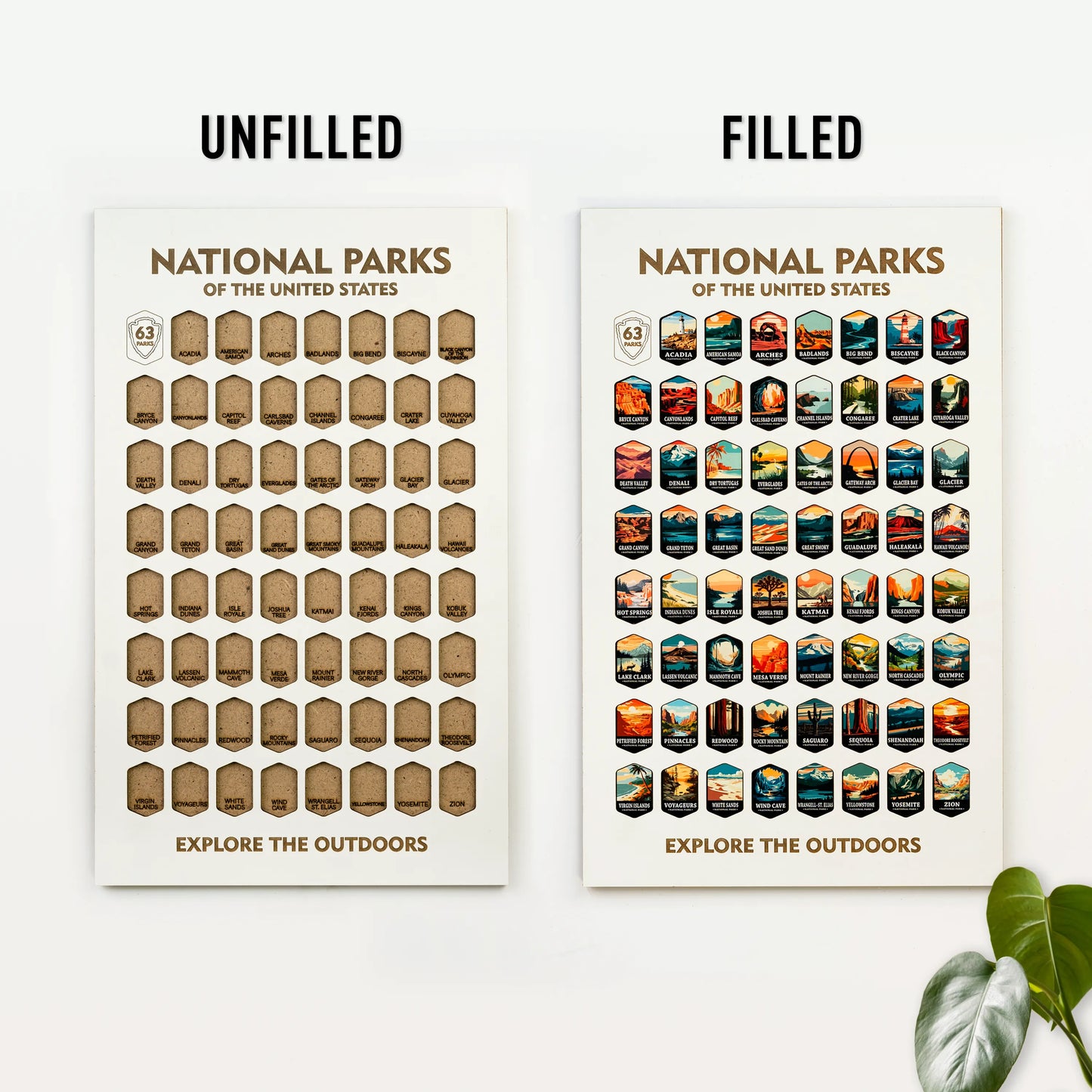 National Parks Tracker Board with Illustrated Tokens – White