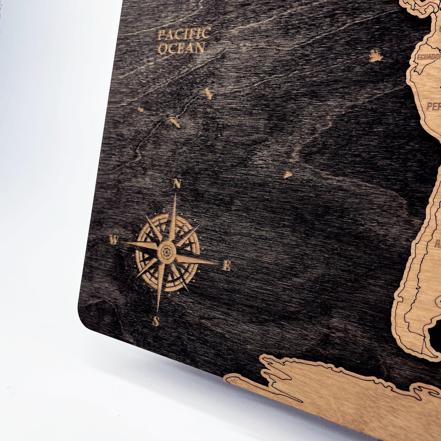 3D Wooden Triptych World Map Black - MyWanderMap