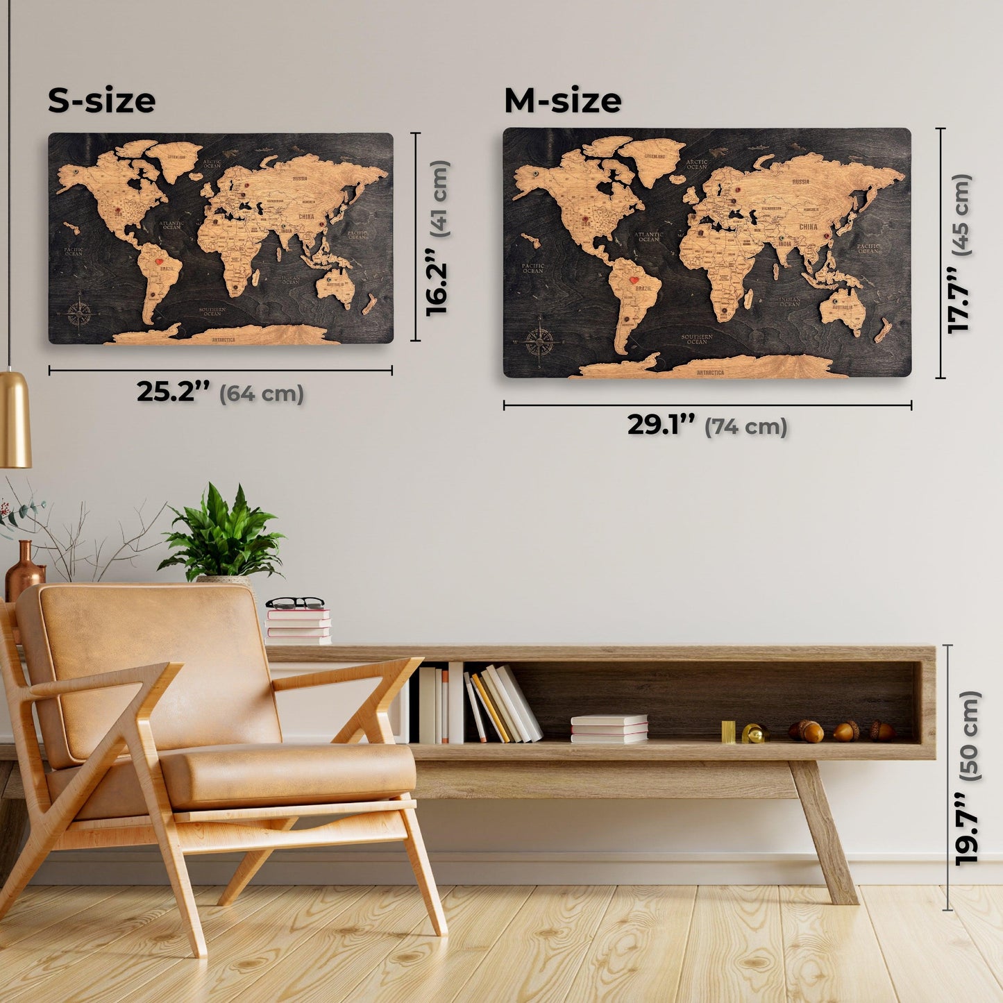 Wood World Travel Map – Bleached Blue Wooden Wall Art - MyWanderMap