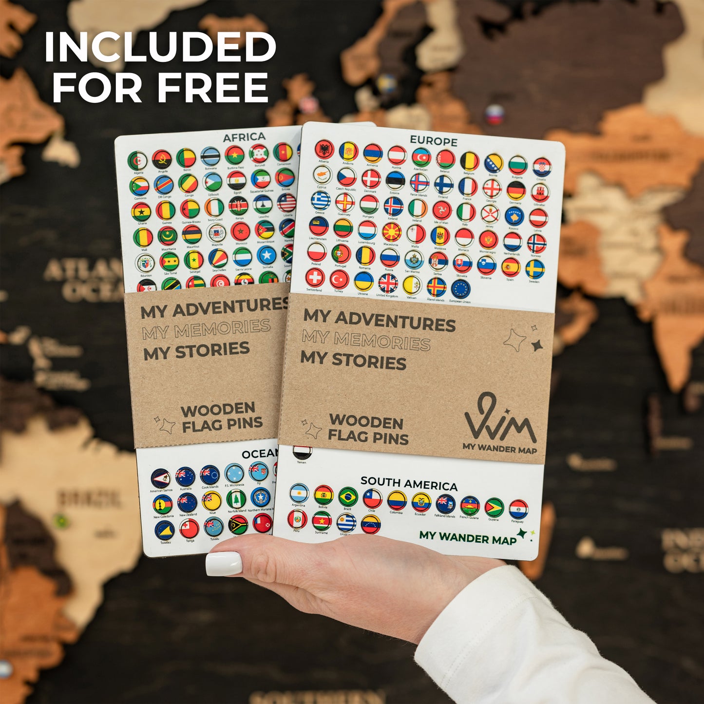 3D Wooden World Map - Black