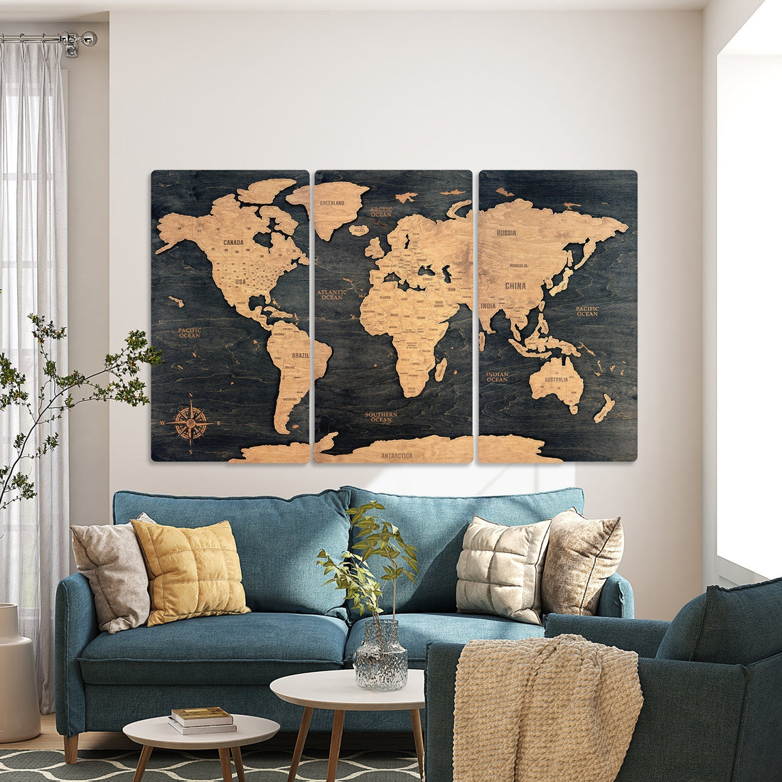 Wooden World Travel Map