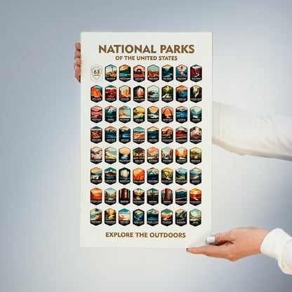 National Parks Tracker Board with Illustrated Tokens – White