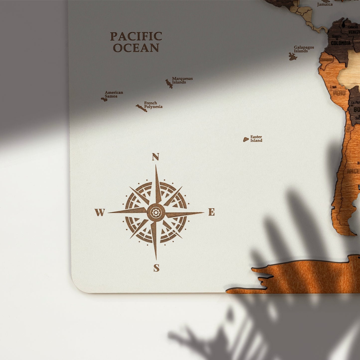 3D Wooden World Map - White