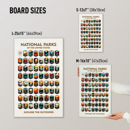 National Parks Tracker Board with Illustrated Tokens – White