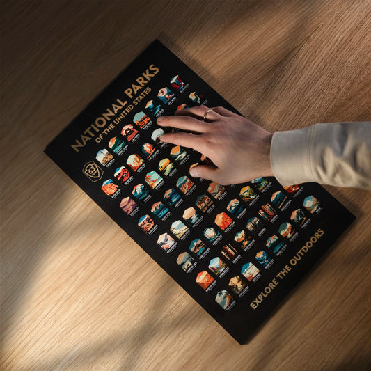 National Parks Tracker Board with Illustrated Tokens – Black