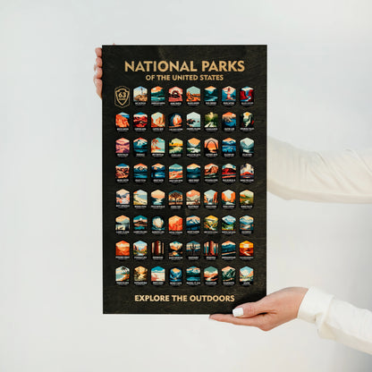 National Parks Tracker Board with Illustrated Tokens – Black