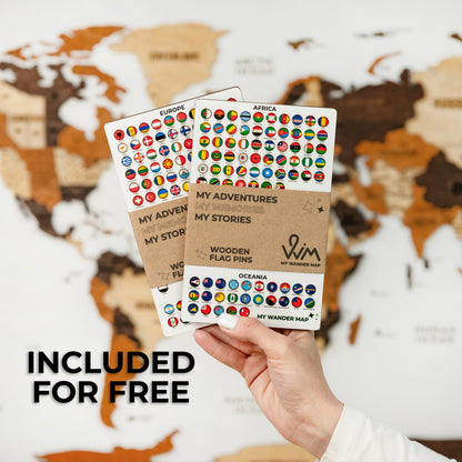 3D Wooden World Map - White